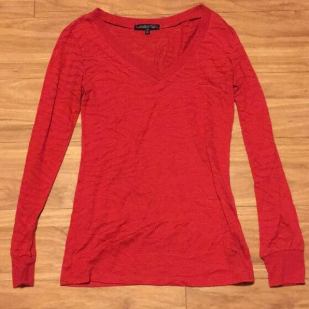🔹Red Long Sleeve Sheer Blouse🔹